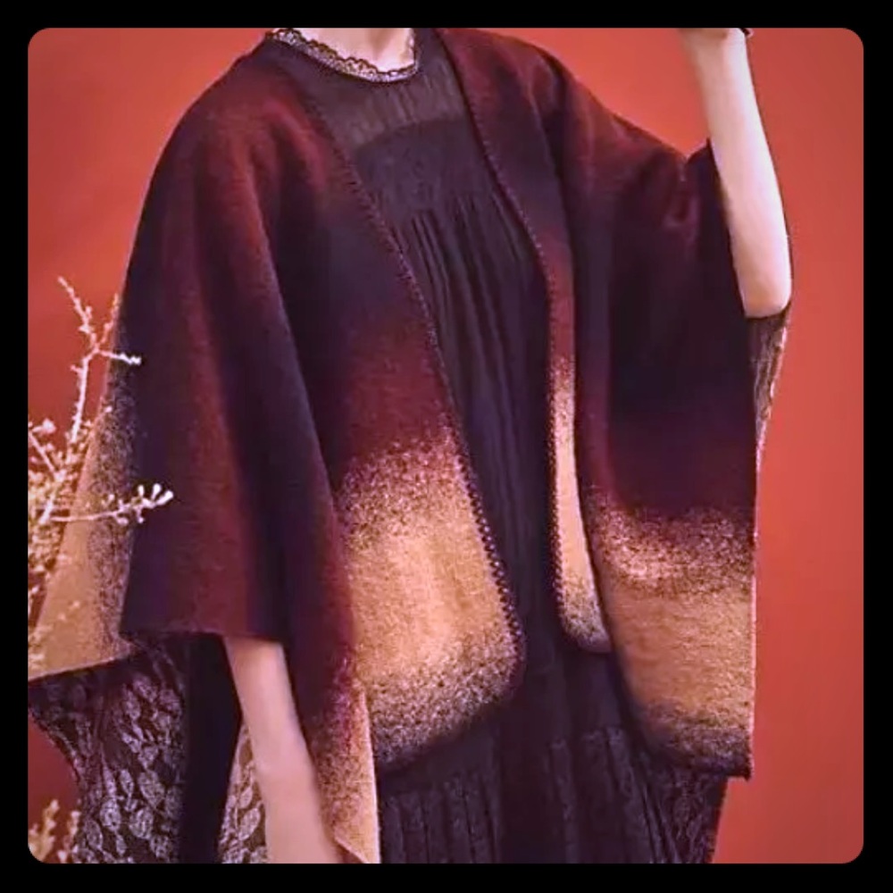 Anthropologie Wintertide Reversible Poncho Shawl